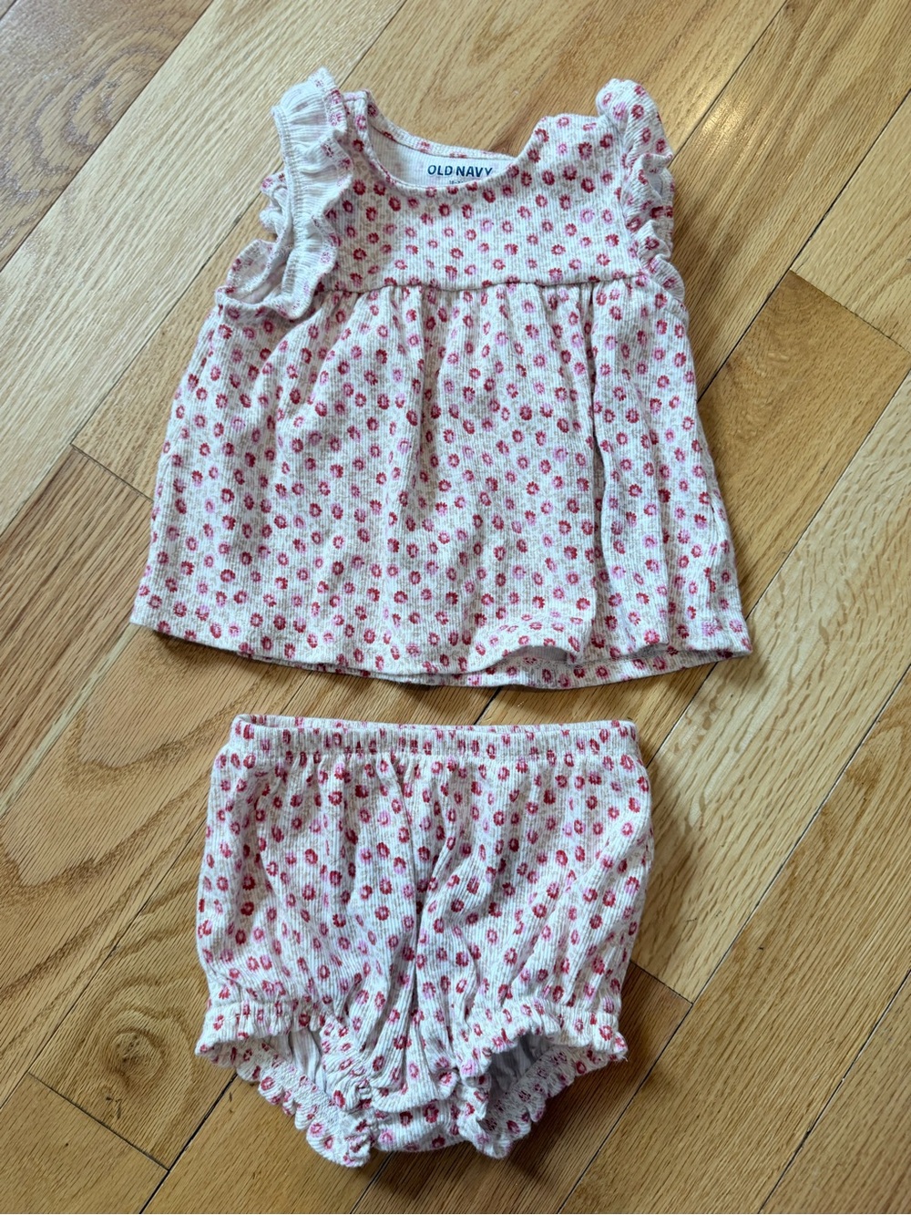 Old Navy Cream Top and Bloomers with Pink Floral Print